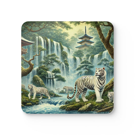 Tiger Fantasy Corkwood Coaster Set - Nature Themed Drink Coasters for Home Décor