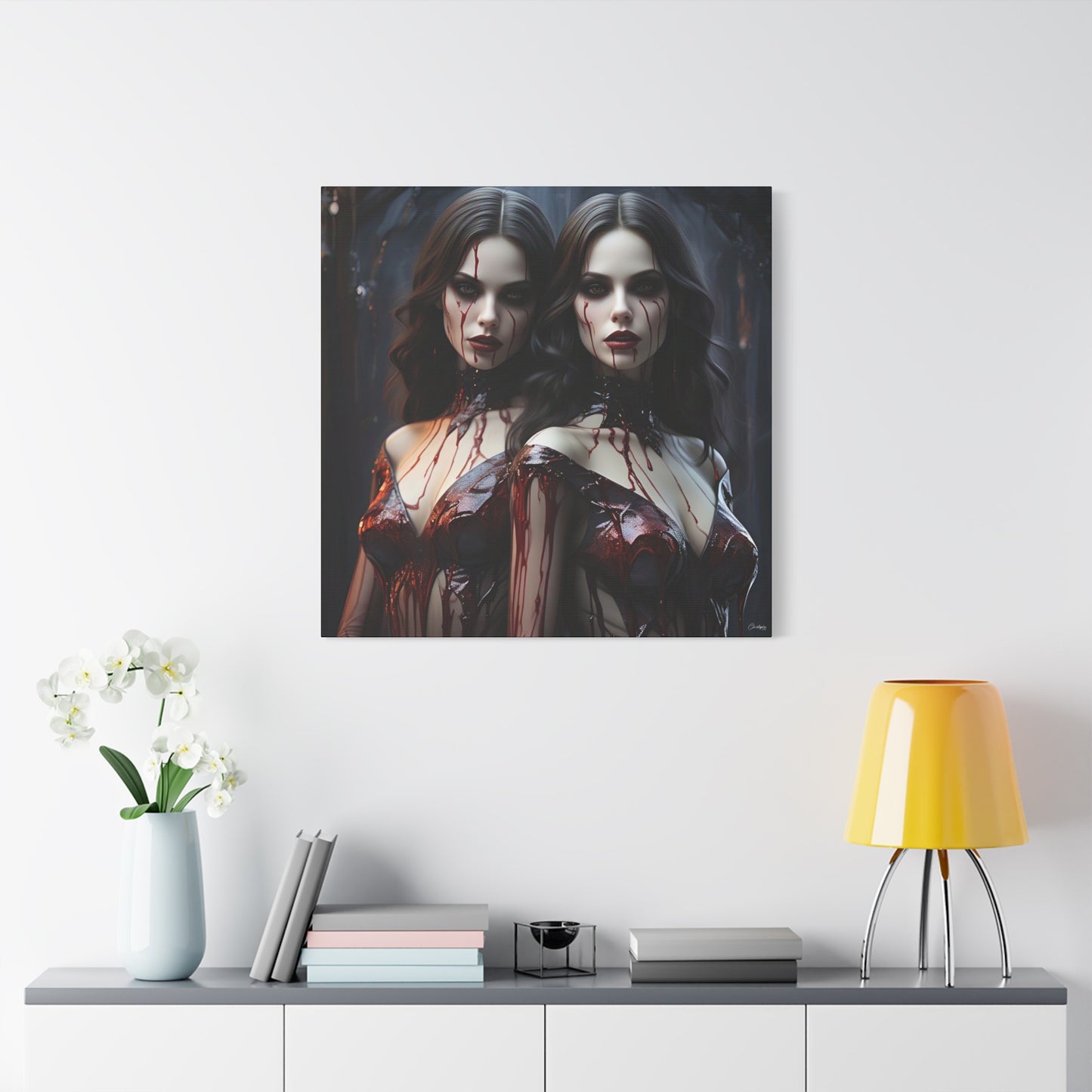 Gothic Vampire Canvas Art, Wall Decor, Horror Artwork, Halloween Home Decor, Spooky Room Accent, Unique Gift Idea
