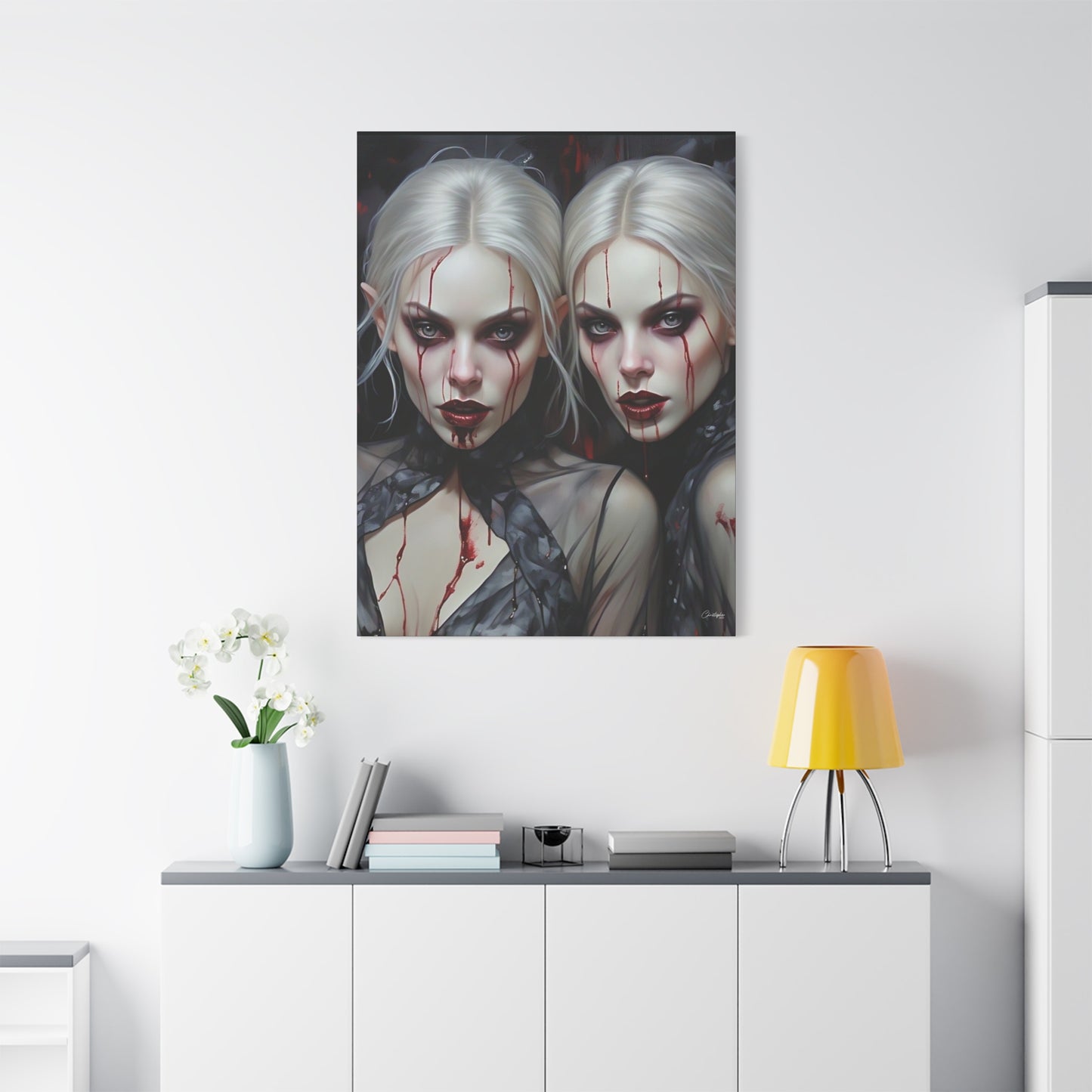Gothic Canvas Art Print, Dark Fantasy Wall Decor, Horror Art, Halloween Home Decor, Vampire Artwork, Unique Gift for Spooky Season
