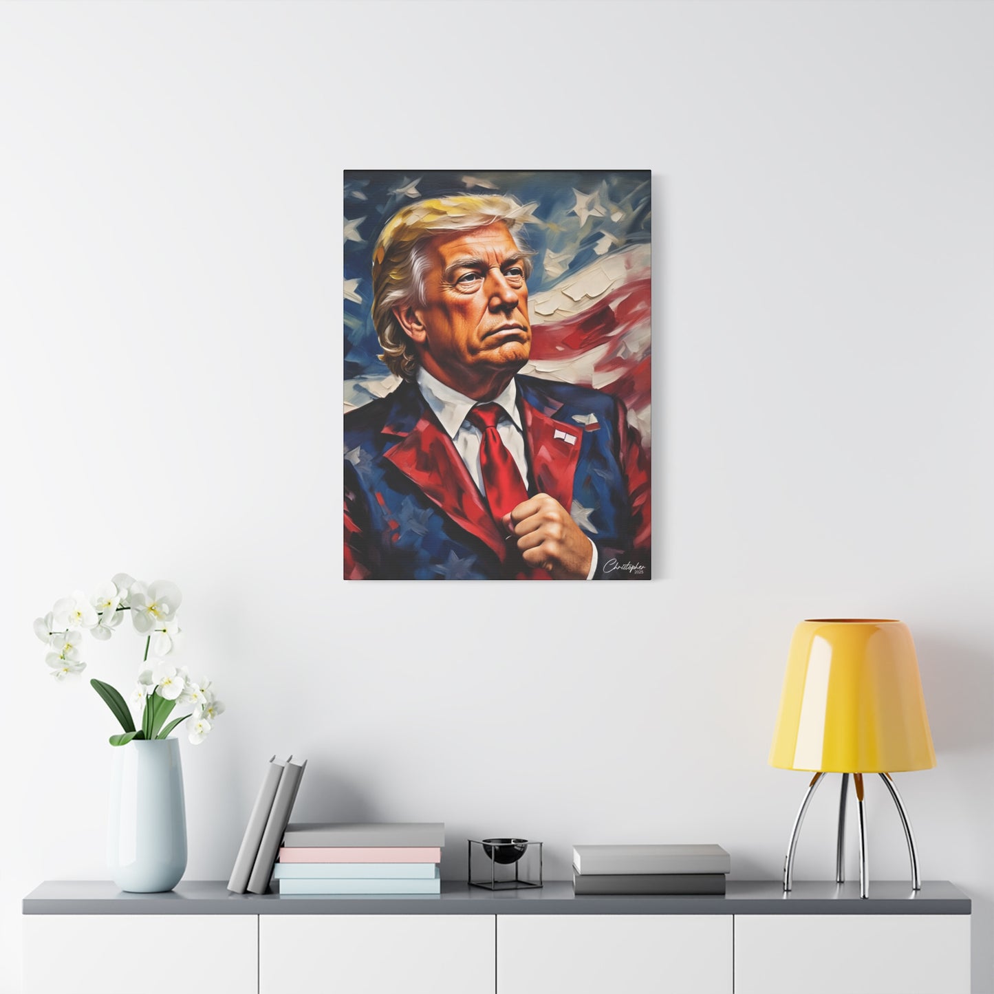 Patriotic Canvas Art, Stretched Wall Decor, Home Office, Gifts for Republicans, Political Enthusiasts, Americana Artwork