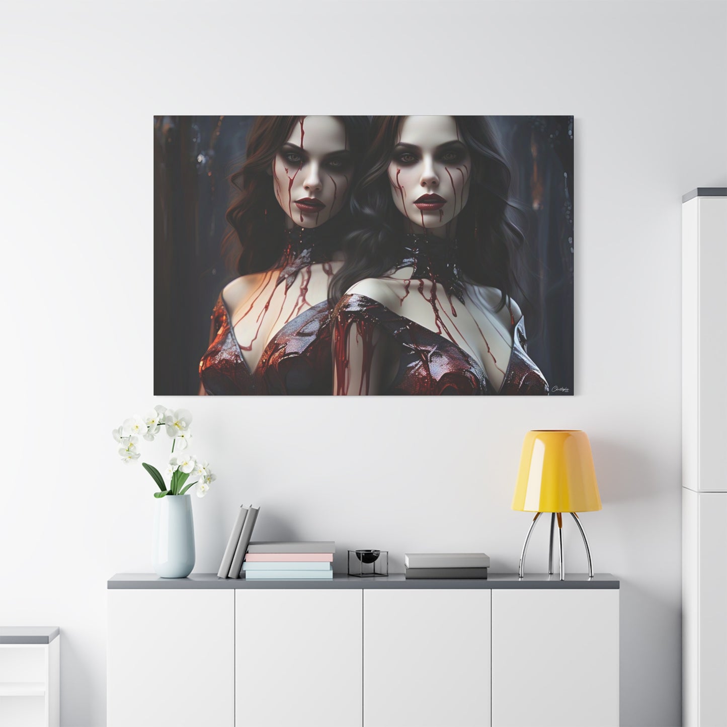 Gothic Vampire Canvas Art, Wall Decor, Horror Artwork, Halloween Home Decor, Spooky Room Accent, Unique Gift Idea
