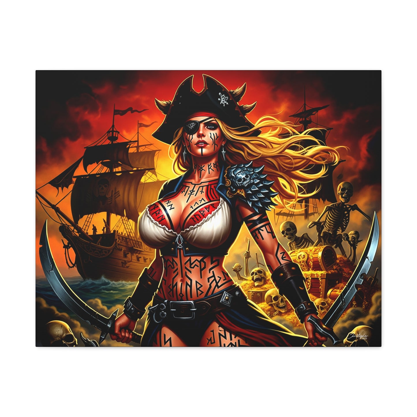 Bold Pirate Canvas Print, Nautical Wall Art, Gothic Home Decor, Pirate Lover Gift, Spooky Halloween Decoration, Adventure Wall Hanging