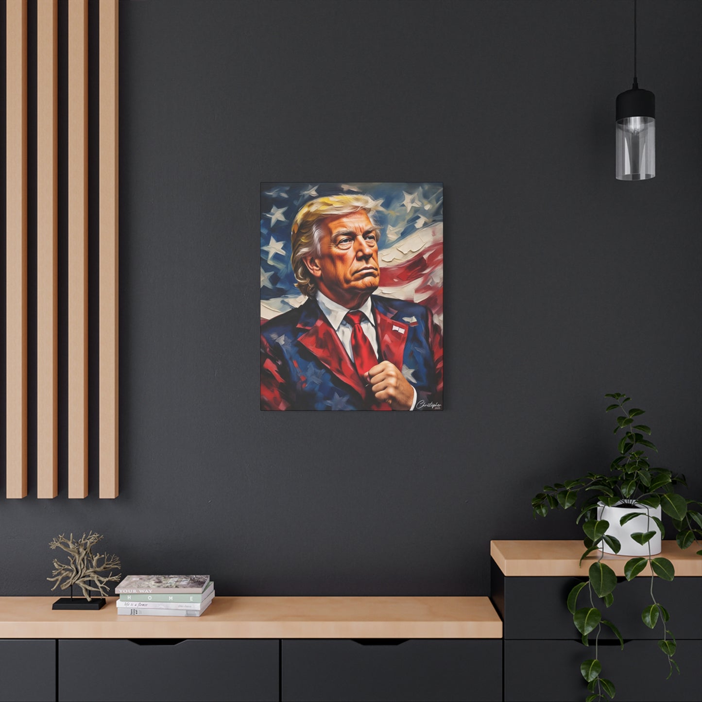 Patriotic Canvas Art, Stretched Wall Decor, Home Office, Gifts for Republicans, Political Enthusiasts, Americana Artwork