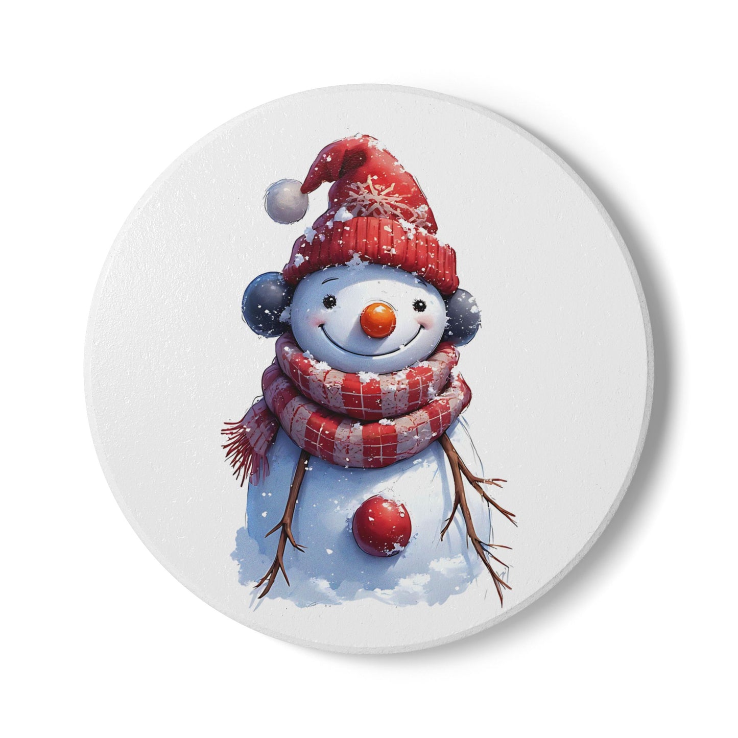 Snowman Ceramic Coaster – Cute Winter Holiday Drink Protector