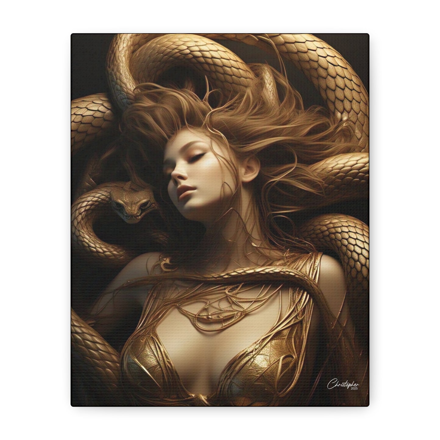 Goddess of Serpents Canvas Art - Stretched Matte Wall Decor