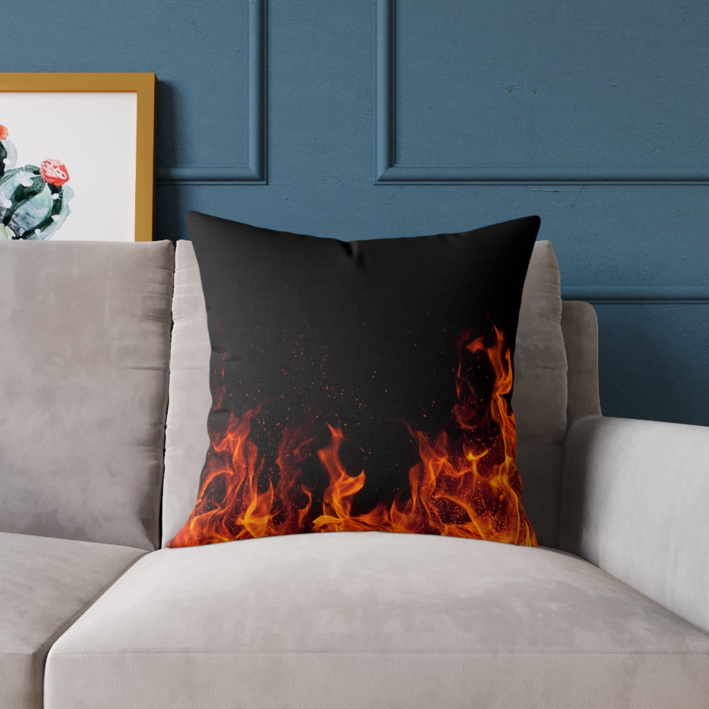 Fiery Flames Square Pillow, Decorative Throw Pillow, Cozy Living Room Accent, Unique Gift, Home Decor for Fire Lovers