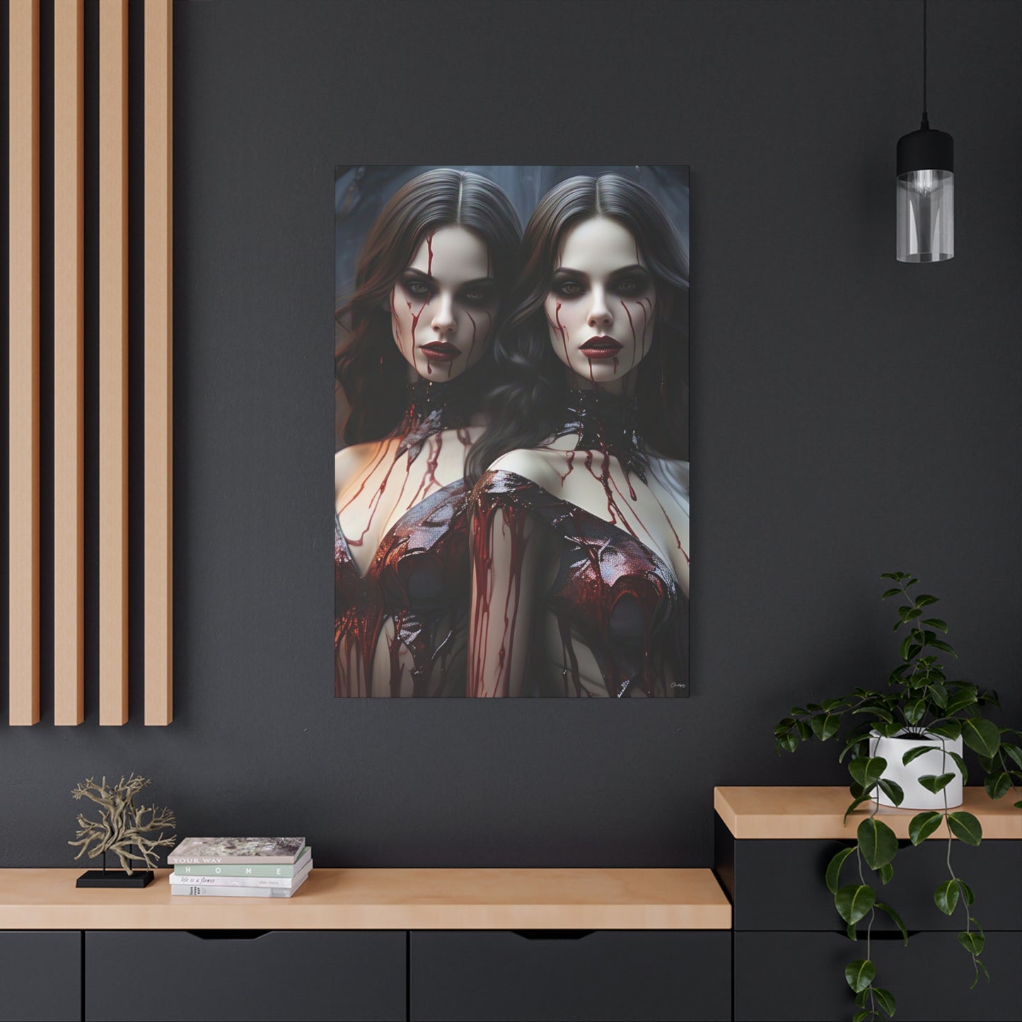 Gothic Vampire Canvas Art, Wall Decor, Horror Artwork, Halloween Home Decor, Spooky Room Accent, Unique Gift Idea