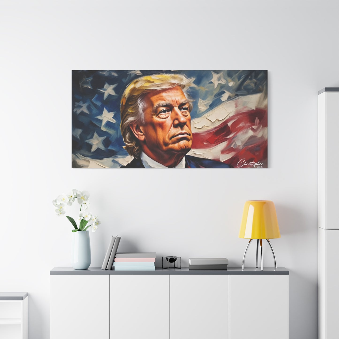 Patriotic Canvas Art, Stretched Wall Decor, Home Office, Gifts for Republicans, Political Enthusiasts, Americana Artwork