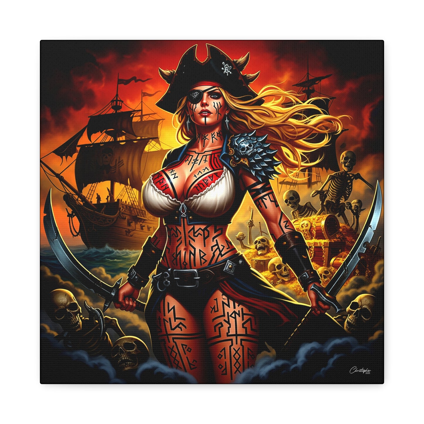 Bold Pirate Canvas Print, Nautical Wall Art, Gothic Home Decor, Pirate Lover Gift, Spooky Halloween Decoration, Adventure Wall Hanging