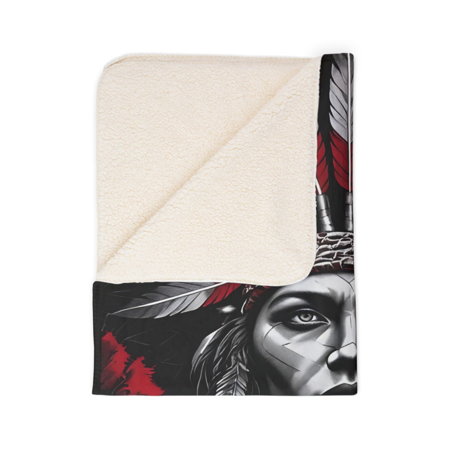 Native Chief Headdress Sherpa Blanket – Bold Tribal Fleece Throw