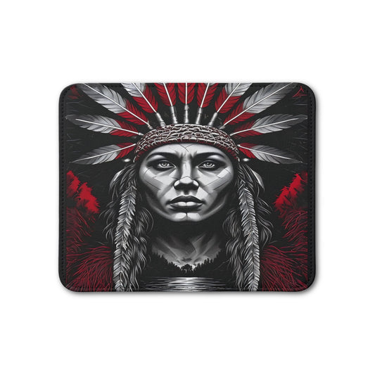 Leather Placemat — Native Chief Portrait Red & Black Decorative Table Mat