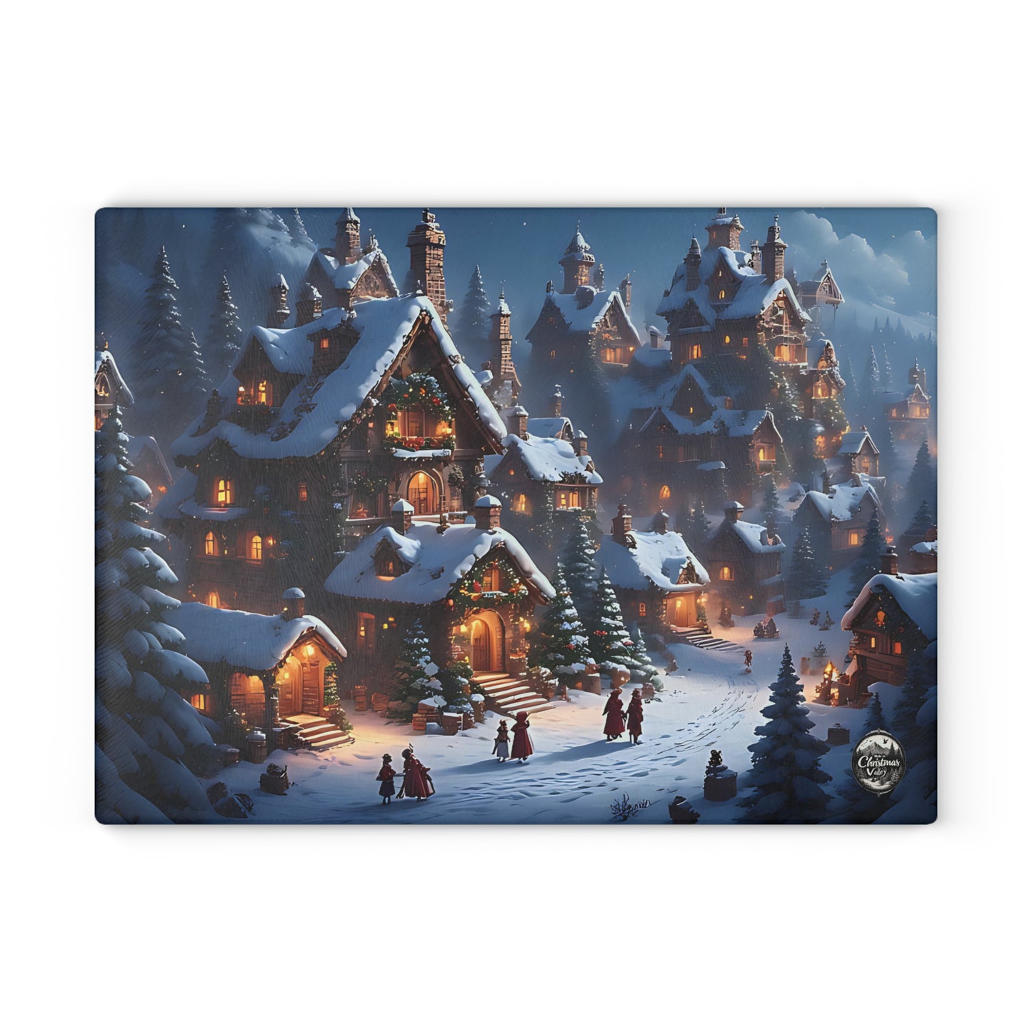 Festive Winter Wonderland Glass Cutting Board | Christmas Kitchen Decor, Holiday Gift, Home & Hearth, Unique Serving Tray, Culinary Art