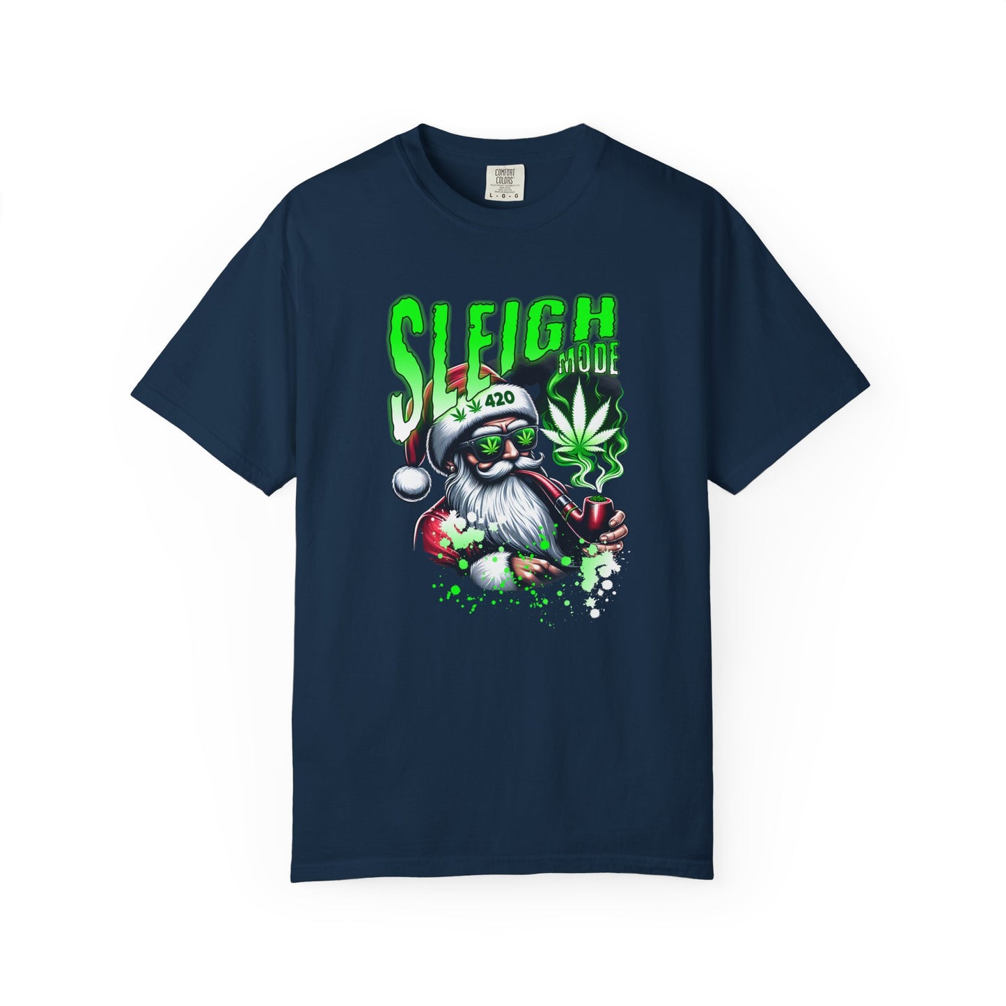 Sleigh Joe Graphic Tee, Unisex Holiday T-Shirt, Funny Christmas Shirt, Cannabis Santa Gift, Unique Tee for Parties