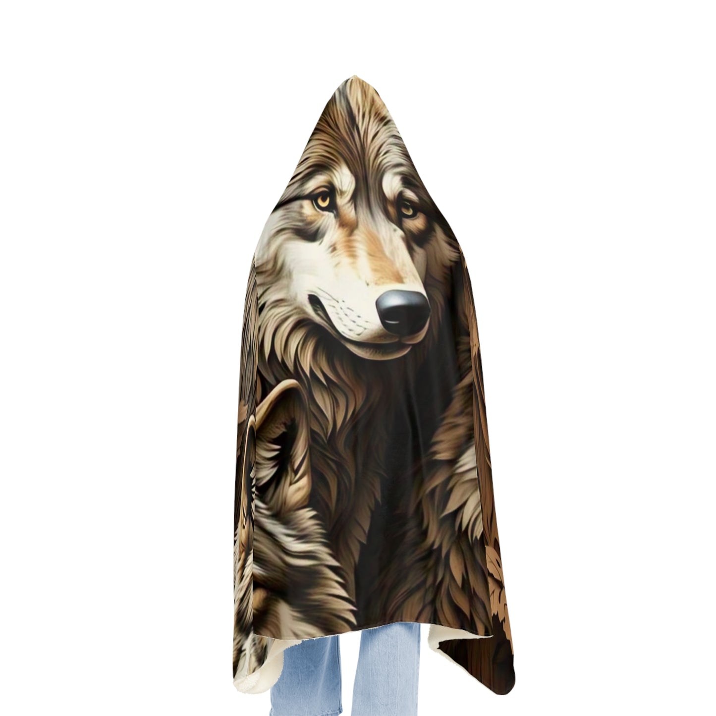 Cozy Wolf Snuggle Blanket with Hood, Warm Throw for Camping, Home Decor, Gift for Nature Lovers, Chill Nights, Cozy Winter