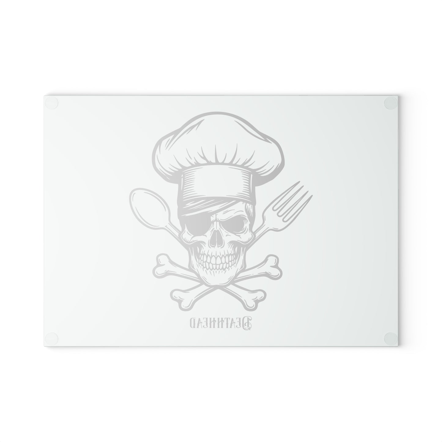 Skull Chef Glass Cutting Board - Edgy Kitchen Decor for Halloween & Culinary Enthusiasts