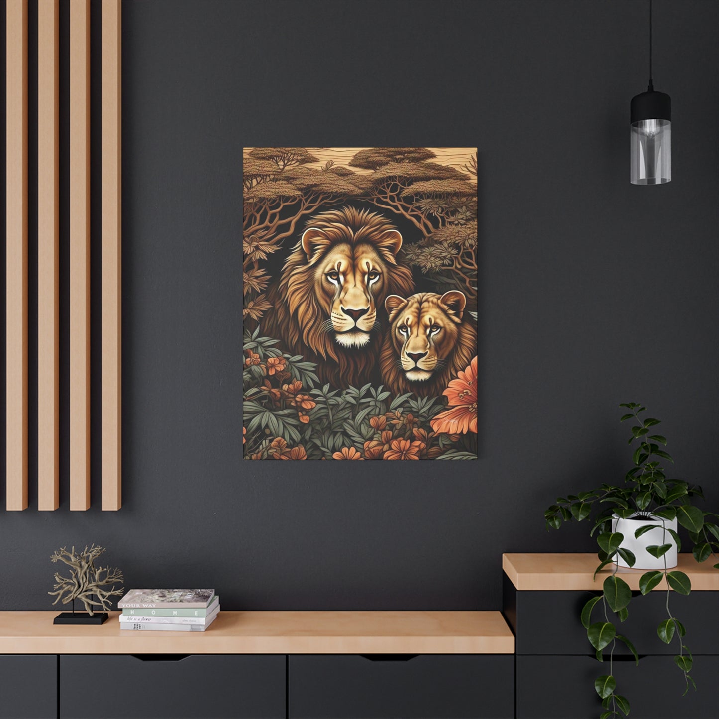 Majestic Lion Family Canvas Wall Art, Animal Lovers Decor, Wildlife Home Accent, Gift for Nature Enthusiasts, Meaningful Family Art