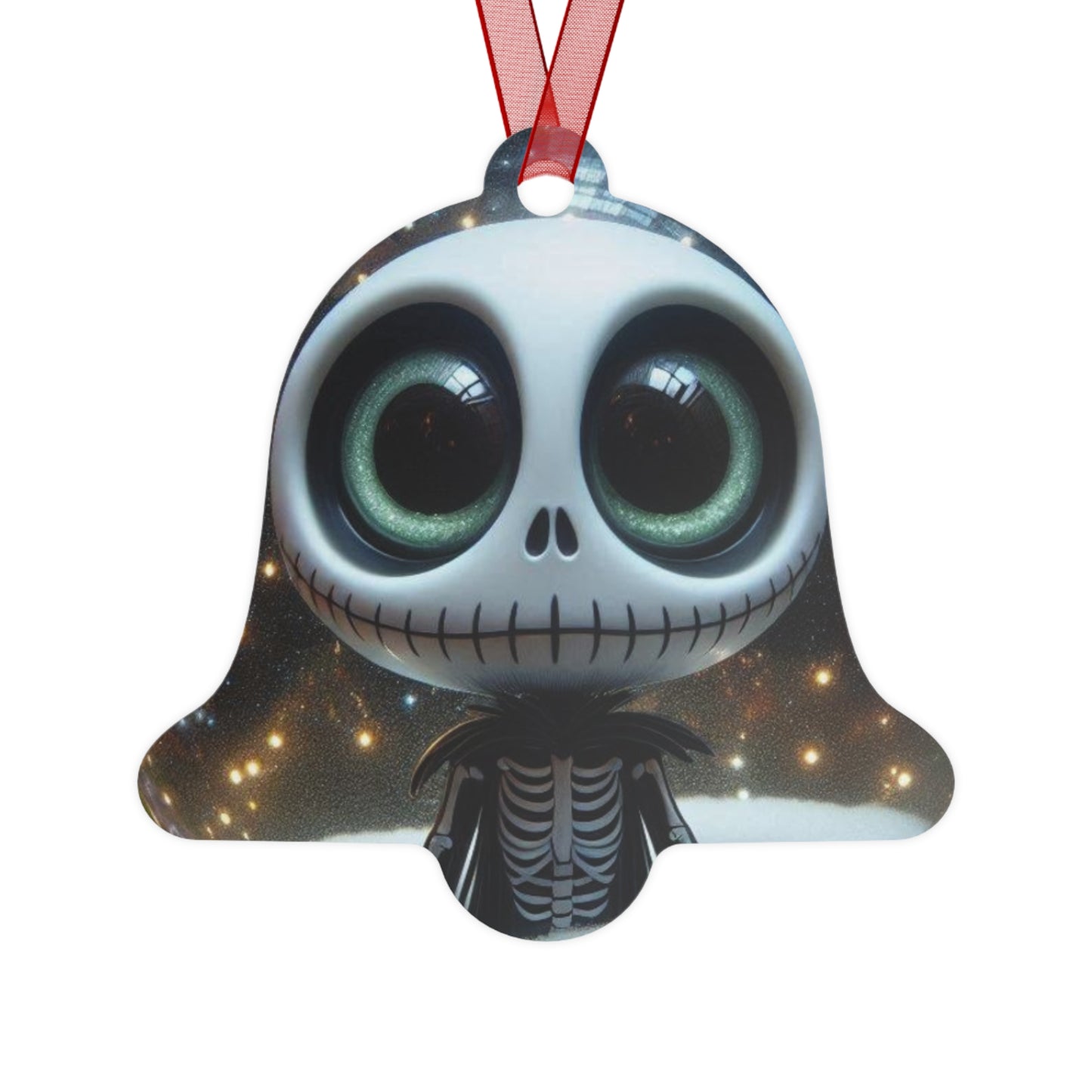 Cute Skeleton Bell Metal Ornament — Spooky Holiday Decoration