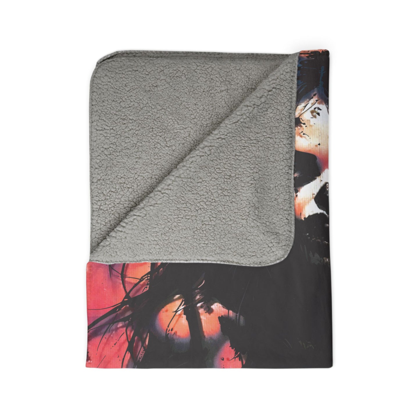 Laser Engraved Original Art Gothic Fleece Sherpa Blanket - Cozy Art Throw, Halloween Decor, Unique Gift, Dark Aesthetic, Warm Blanket for Adults & Teens