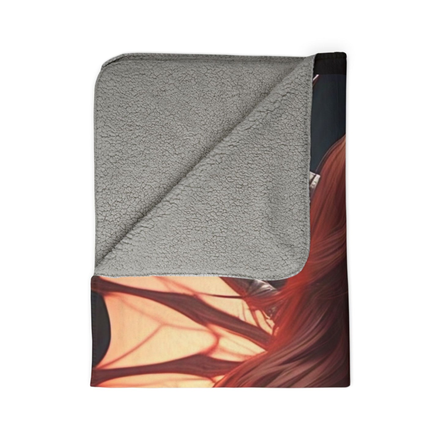 Cozy Demoness Fleece Sherpa Blanket | Warm Throws, Halloween Decor, Gothic Home, Fantasy Gifts, Cozy Nights