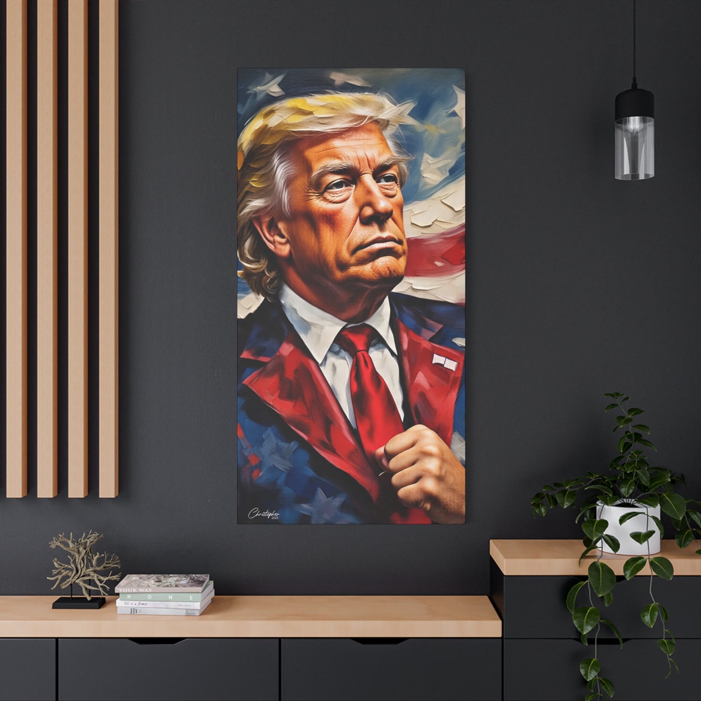 Patriotic Canvas Art, Stretched Wall Decor, Home Office, Gifts for Republicans, Political Enthusiasts, Americana Artwork