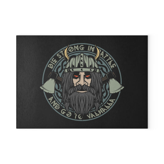 Viking Glass Cutting Board - 'Be Strong in Battle' Kitchen Decor