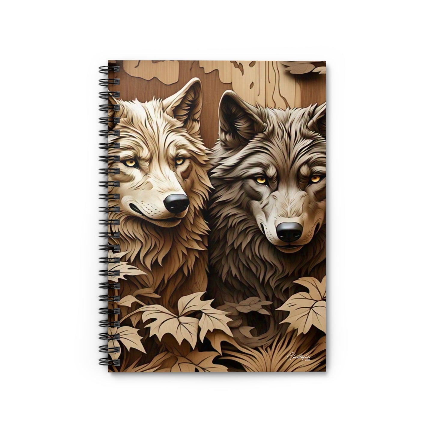 Woodland Wolves Spiral Notebook - Nature Art Journal, Gift for Animal Lovers, Eco-Friendly Notepad, Cute Stationery, Unique Writing Pad