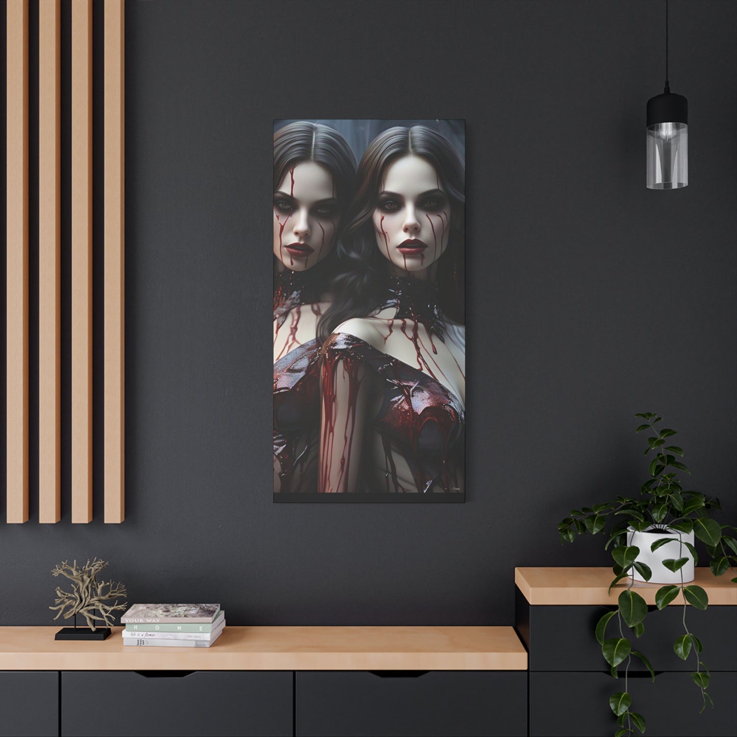 Gothic Vampire Canvas Art, Wall Decor, Horror Artwork, Halloween Home Decor, Spooky Room Accent, Unique Gift Idea