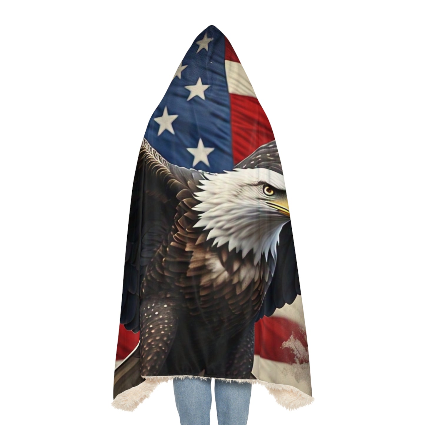 Patriotic Eagles Snuggle Blanket | Cozy Hooded Throw for Adults | USA Flag Design | Perfect for Camping, Outdoor Events, Holidays