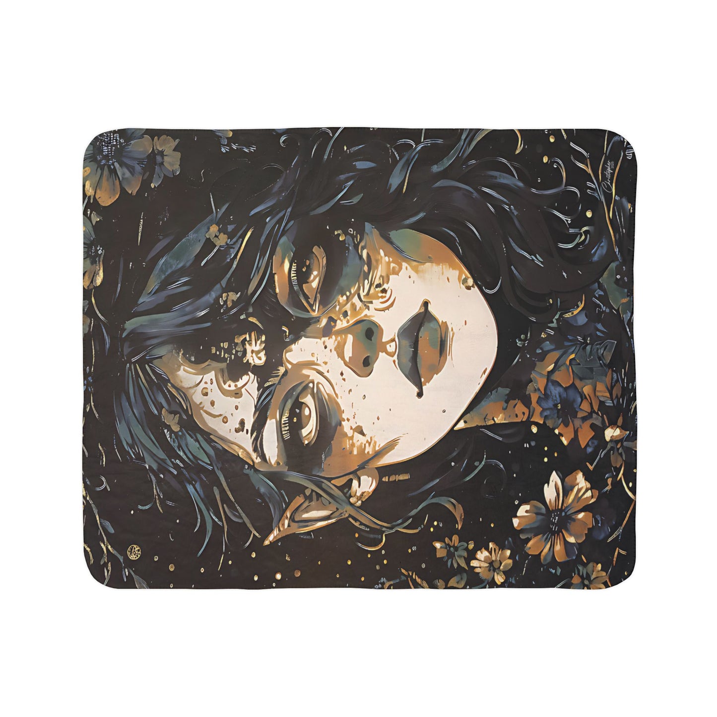 Laser Engraved Original Art Mystical Art Fleece Sherpa Blanket, Cozy Throw for Bohemian Decor, Great Gift for Witchy Vibes, Home, Meditation, Festivals