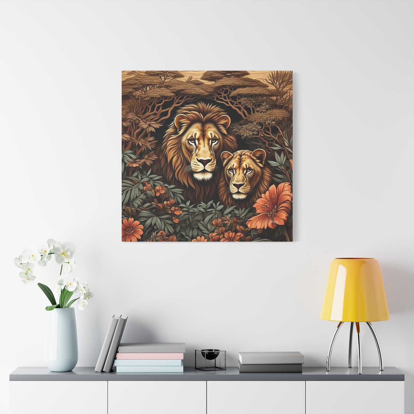 Majestic Lion Family Canvas Wall Art, Animal Lovers Decor, Wildlife Home Accent, Gift for Nature Enthusiasts, Meaningful Family Art