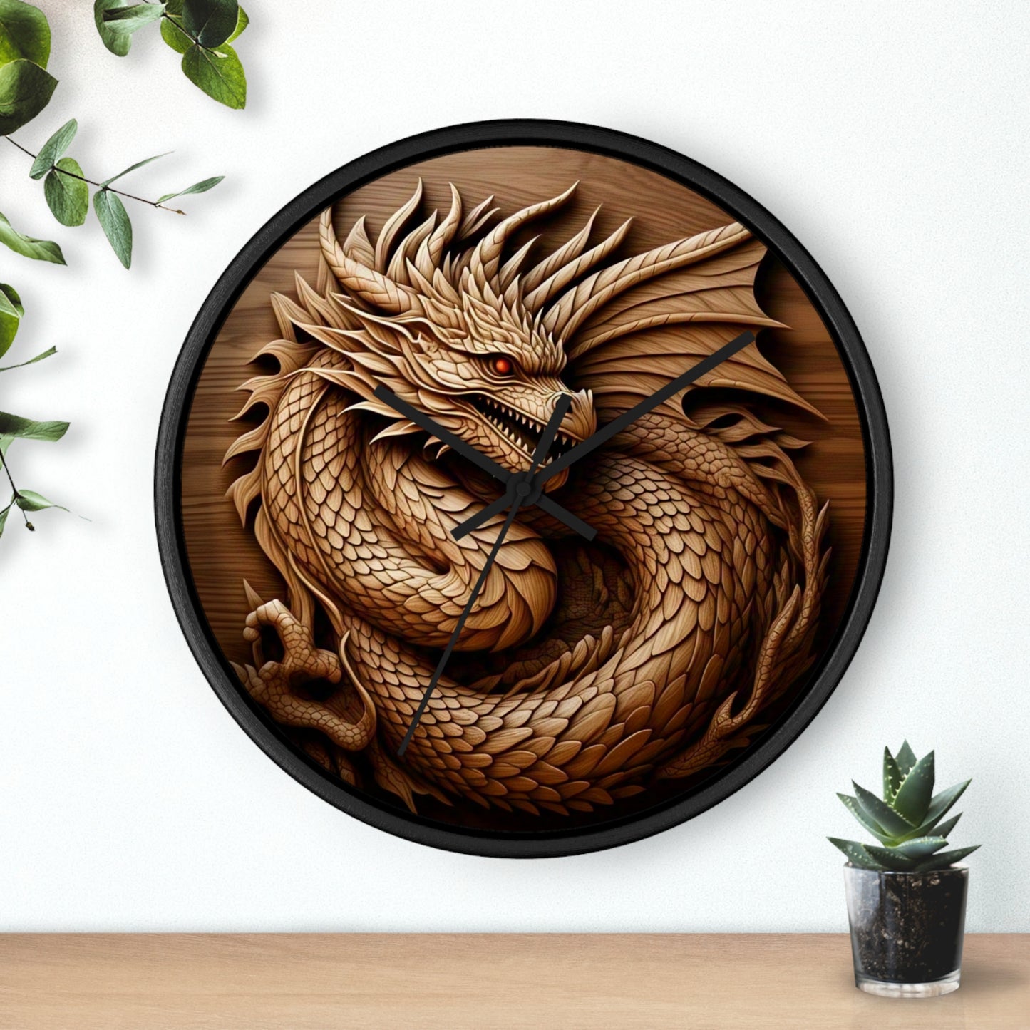 Dragon Art Wall Clock, Unique Home Decor, Fantasy Gift, Asian Inspiration, Timeless Wall Art