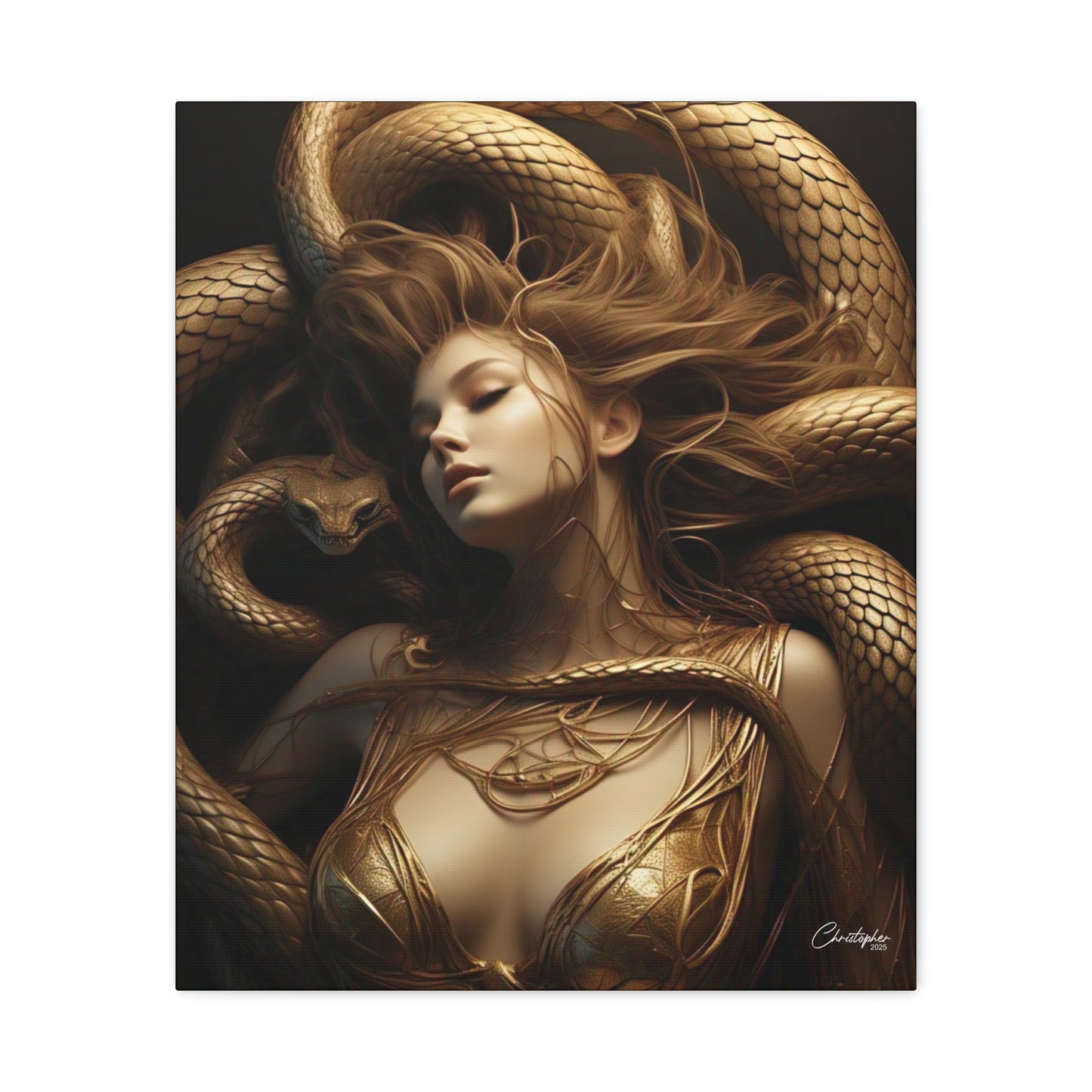 Goddess of Serpents Canvas Art - Stretched Matte Wall Decor