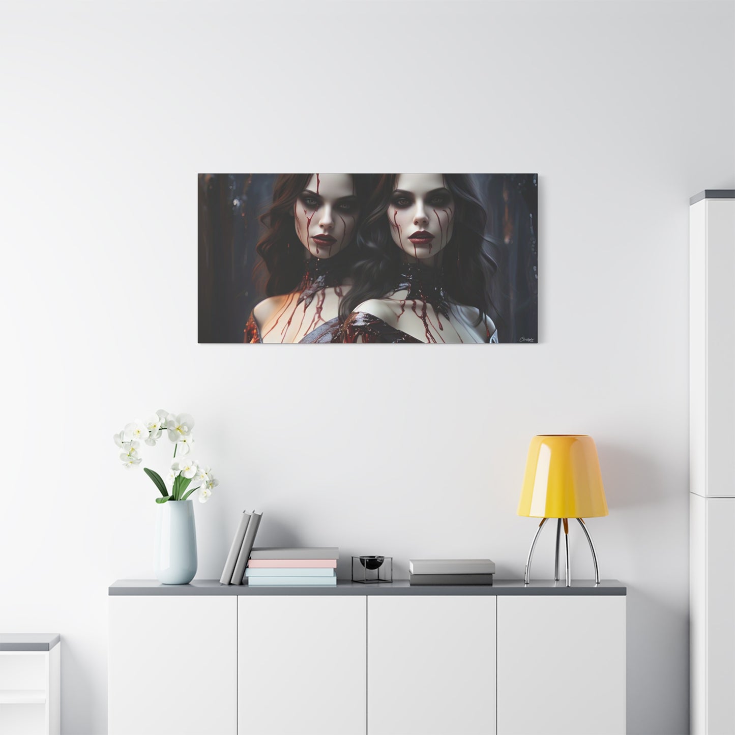 Gothic Vampire Canvas Art, Wall Decor, Horror Artwork, Halloween Home Decor, Spooky Room Accent, Unique Gift Idea