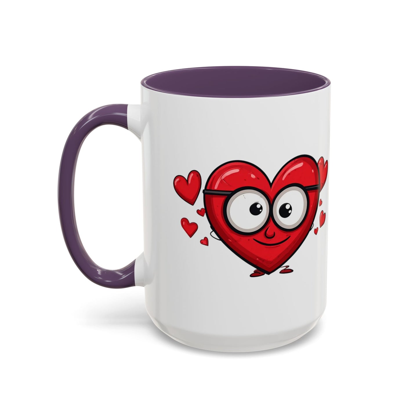 Cute Cartoon Heart Coffee Mug — Valentine Love Accent Mug (11/15oz)