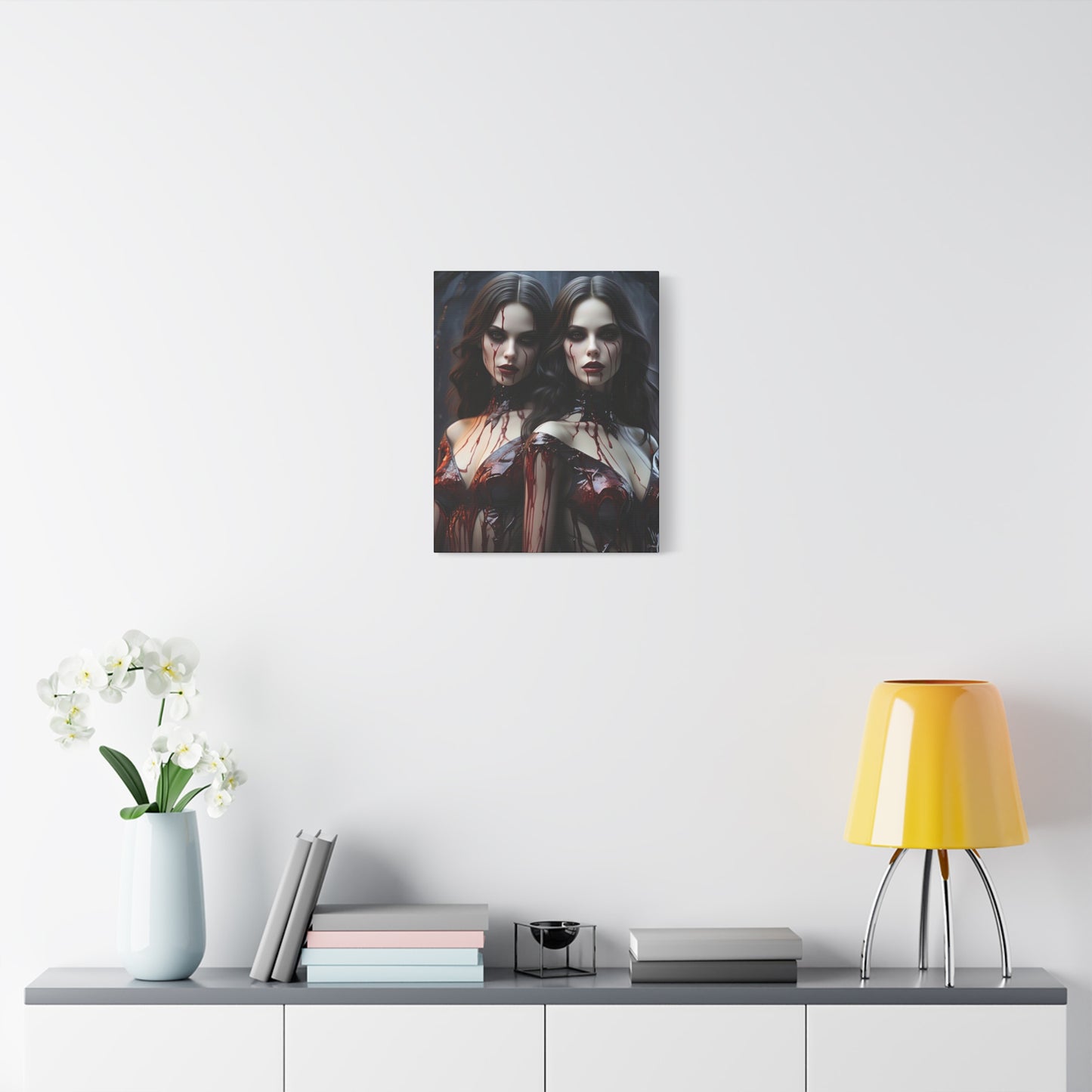 Gothic Vampire Canvas Art, Wall Decor, Horror Artwork, Halloween Home Decor, Spooky Room Accent, Unique Gift Idea