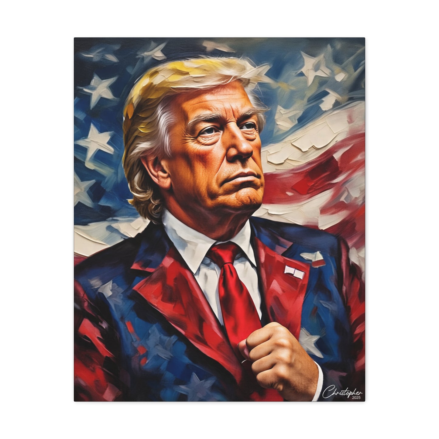 Patriotic Canvas Art, Stretched Wall Decor, Home Office, Gifts for Republicans, Political Enthusiasts, Americana Artwork