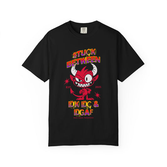 Vivid Graphic Tee with Playful Devil Design, Unisex Casual T-shirt, Perfect for Halloween & Fun Events, Gift for Friends, Trendy Streetwear
