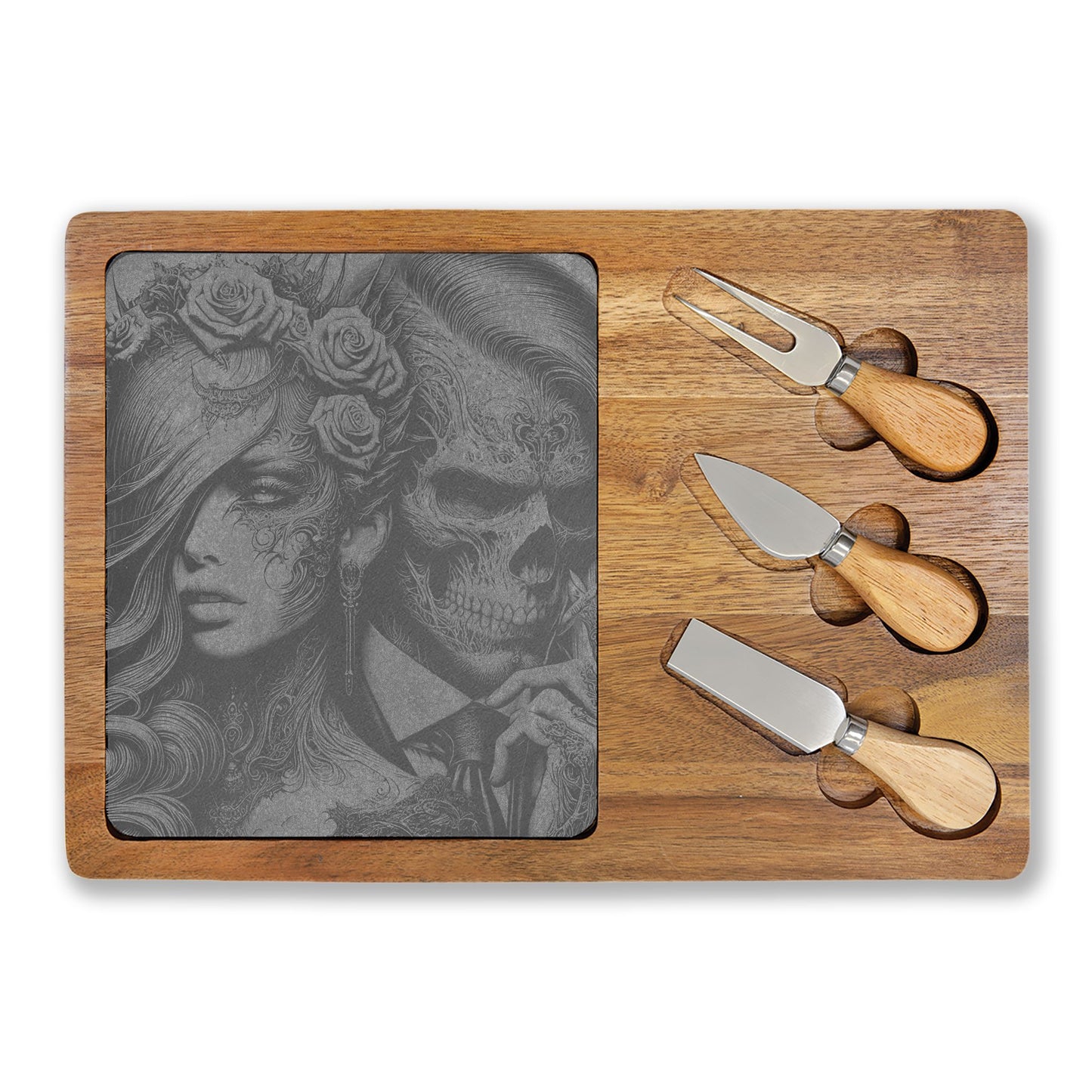 Engraved Gothic Couple Charcuterie Board