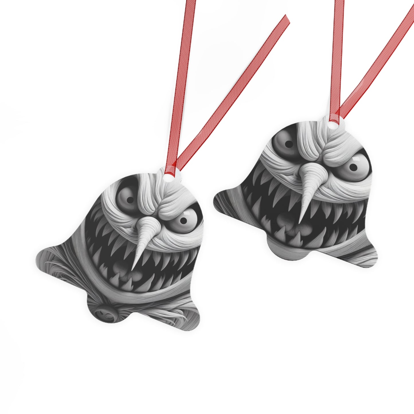 Creepy Grin Metal Ornament — Scary Christmas Bell Decoration