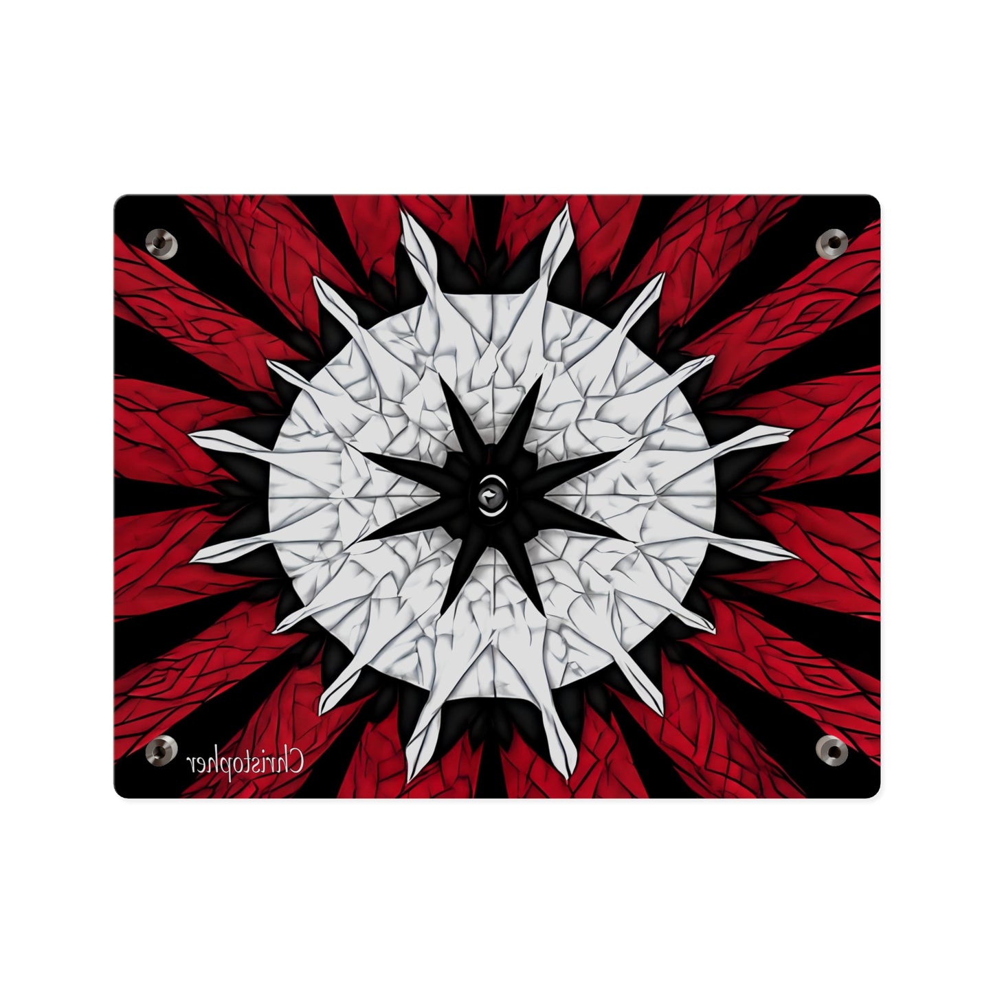 Red & Black Mandala Acrylic Wall Art Panel — Personalized Name Option