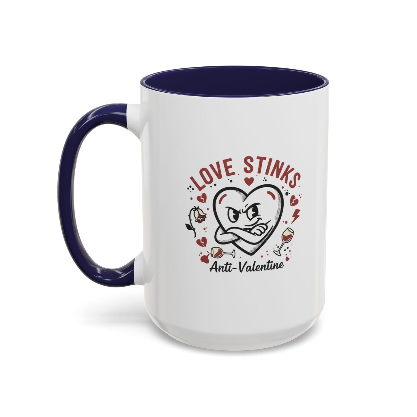 Coffee Mug — "Love Stinks" Anti-Valentine Heart Accent Mug (11/15oz)