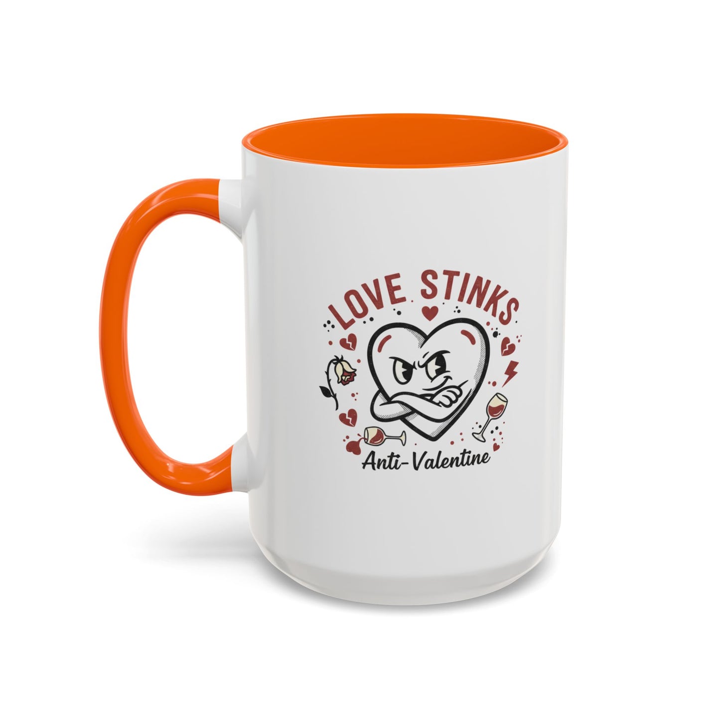 Coffee Mug — "Love Stinks" Anti-Valentine Heart Accent Mug (11/15oz)