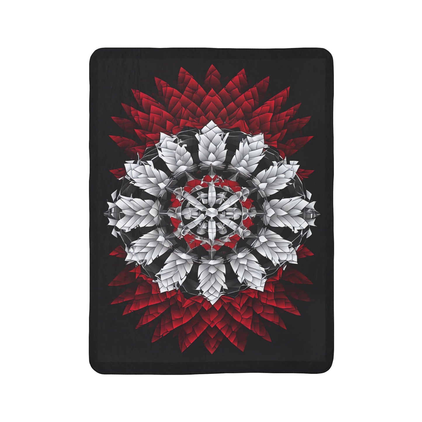 Red & White Mandala Fleece Sherpa Blanket