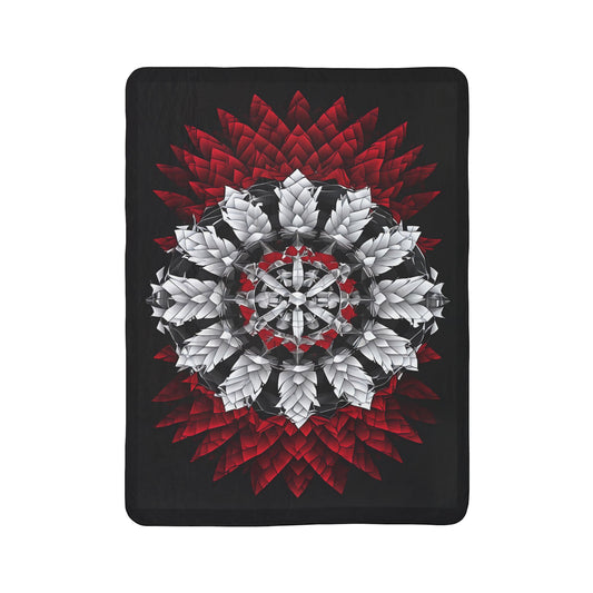 Red & White Mandala Fleece Sherpa Blanket