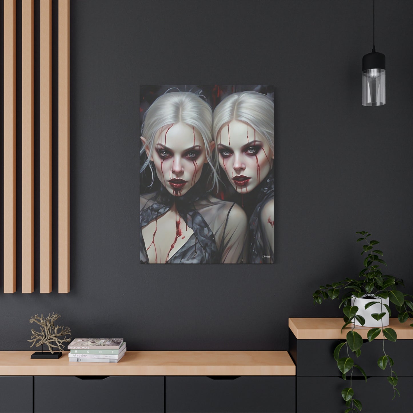Gothic Canvas Art Print, Dark Fantasy Wall Decor, Horror Art, Halloween Home Decor, Vampire Artwork, Unique Gift for Spooky Season