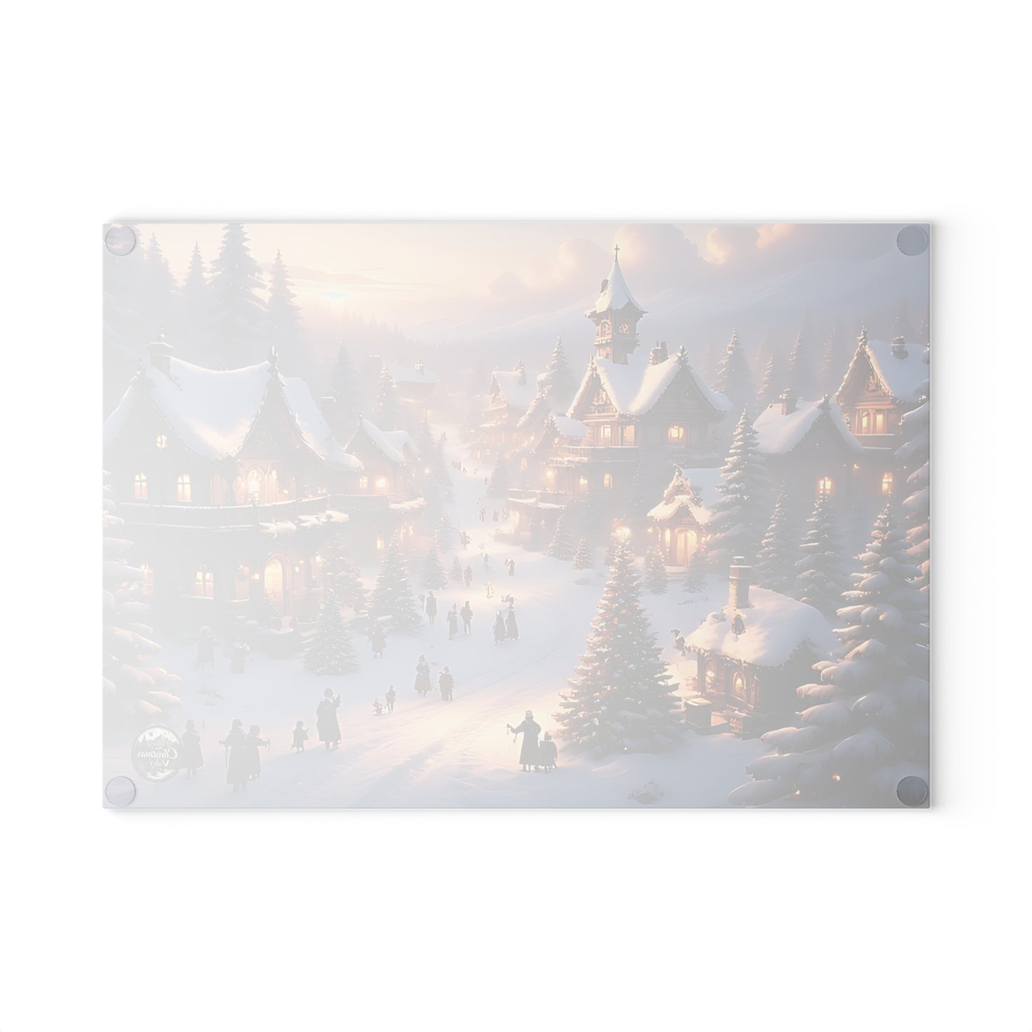 Cozy Winter Glass Cutting Board - Festive Kitchen Decor, Holiday Gift, Unique Culinary Art, Christmas Serving Tray, Seasonal Home Accent