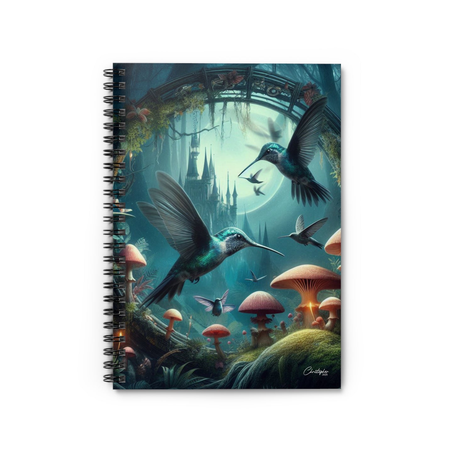 Whimsical Hummingbird Spiral Notebook - Ruled Line, Fantasy Journal, Nature Sketchbook, Gardening Notes, Gift for Writers, [...]