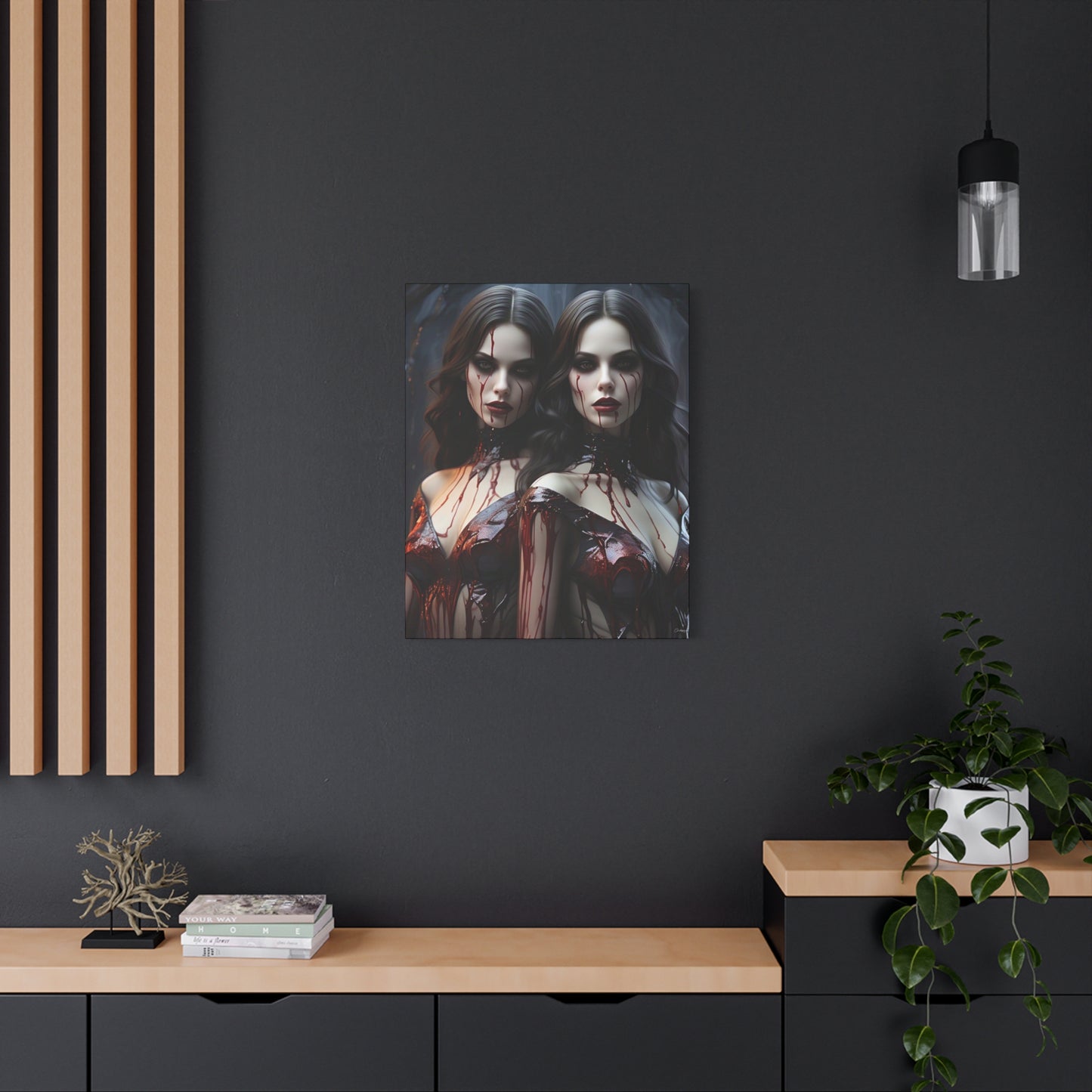 Gothic Vampire Canvas Art, Wall Decor, Horror Artwork, Halloween Home Decor, Spooky Room Accent, Unique Gift Idea