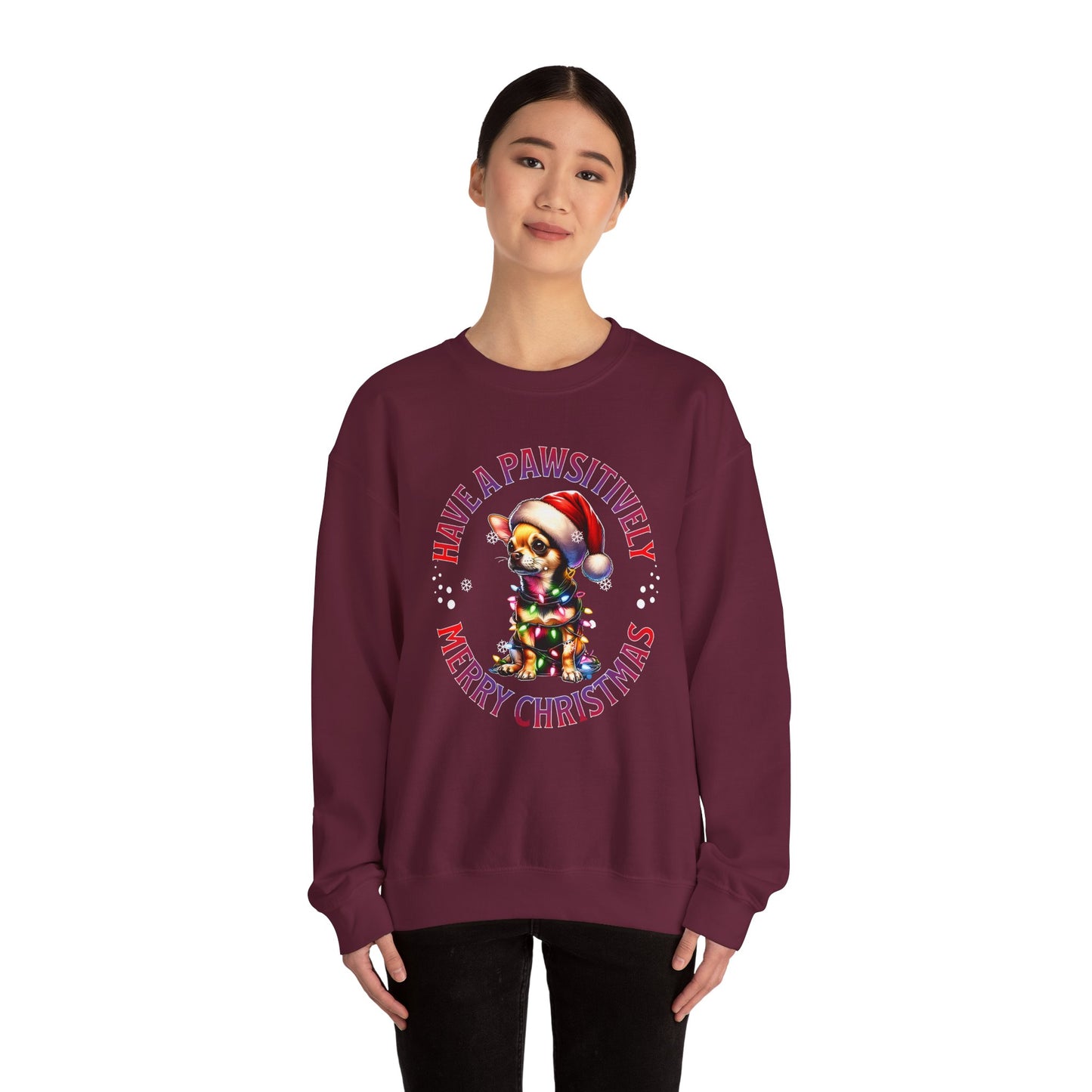 Christmas Puppy Sweatshirt - "Have a Pawsitively Merry Christmas" Holiday Crewneck