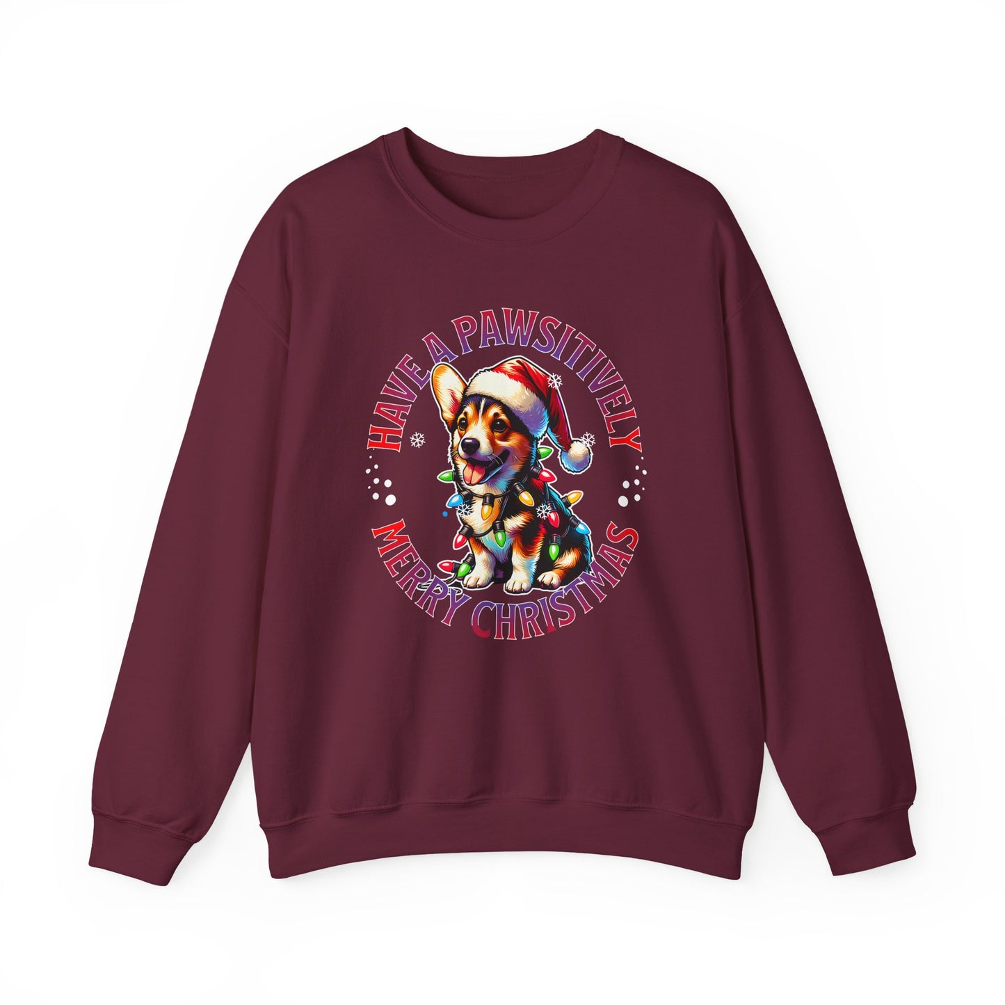Christmas Corgi Sweatshirt — "Have a Pawsitively Merry Christmas" Holiday Crewneck